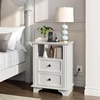 image:imageVINGLI 24 W Nightstand with Charging Station Wood Nightstand with Textured Drawers Large 3 Drawer Night Stand Antique Brown Night Stand for Bedroom with Curved Legs Bedside TableSide TableIvory White