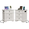 image:imageVINGLI 24 W Nightstand with Charging Station Wood Nightstand with Textured Drawers Large 3 Drawer Night Stand Antique Brown Night Stand for Bedroom with Curved Legs Bedside TableSide TableOff White