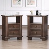 image:imageVINGLI 24 W Nightstand with Charging Station Wood Nightstand with Textured Drawers Large 3 Drawer Night Stand Antique Brown Night Stand for Bedroom with Curved Legs Bedside TableSide TableAntique Brown