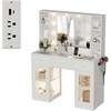 image:imageVINGLI 315 Small Vanity Desk with Mirror and Lights Glass Top Makeup Vanity Table White Dressing Table wHollywood Bulbs amp Big Mirror Corner Vanity for Bedroom Girls VanitiesWhite