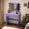 image:imageVINGLI 315 Small Vanity Desk with Mirror and Lights Glass Top Makeup Vanity Table White Dressing Table wHollywood Bulbs amp Big Mirror Corner Vanity for Bedroom Girls VanitiesPurple