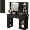 image:imageVINGLI 315 Small Vanity Desk with Mirror and Lights Glass Top Makeup Vanity Table White Dressing Table wHollywood Bulbs amp Big Mirror Corner Vanity for Bedroom Girls VanitiesBlack