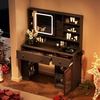 image:imageVINGLI 315 Small Vanity Desk with Mirror and Lights Glass Top Makeup Vanity Table White Dressing Table wHollywood Bulbs amp Big Mirror Corner Vanity for Bedroom Girls VanitiesBlack