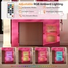 image:imageVINGLI 315 Small Vanity Desk with Mirror and Lights Glass Top Makeup Vanity Table White Dressing Table wHollywood Bulbs amp Big Mirror Corner Vanity for Bedroom Girls VanitiesHotpink