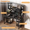 image:imageVINGLI 315 Small Vanity Desk with Mirror and Lights Glass Top Makeup Vanity Table White Dressing Table wHollywood Bulbs amp Big Mirror Corner Vanity for Bedroom Girls VanitiesBlack
