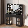 image:imageVINGLI 315 Small Vanity Desk with Mirror and Lights Glass Top Makeup Vanity Table White Dressing Table wHollywood Bulbs amp Big Mirror Corner Vanity for Bedroom Girls VanitiesBlack