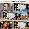 image:imageVINGLI 315 Small Vanity Desk with Mirror and Lights Glass Top Makeup Vanity Table White Dressing Table wHollywood Bulbs amp Big Mirror Corner Vanity for Bedroom Girls VanitiesBlack