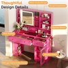 image:imageVINGLI 315 Small Vanity Desk with Mirror and Lights Glass Top Makeup Vanity Table White Dressing Table wHollywood Bulbs amp Big Mirror Corner Vanity for Bedroom Girls VanitiesHotpink