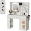 image:imageVINGLI 315 Small Vanity Desk with Mirror and Lights Glass Top Makeup Vanity Table White Dressing Table wHollywood Bulbs amp Big Mirror Corner Vanity for Bedroom Girls VanitiesWhite