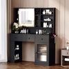 image:imageVINGLI 315 Small Vanity Desk with Mirror and Lights Glass Top Makeup Vanity Table White Dressing Table wHollywood Bulbs amp Big Mirror Corner Vanity for Bedroom Girls VanitiesBlack