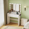 image:imageVINGLI 315 Small Vanity Desk with Mirror and Lights Glass Top Makeup Vanity Table White Dressing Table wHollywood Bulbs amp Big Mirror Corner Vanity for Bedroom Girls VanitiesWhite