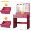 image:imageVINGLI 315 Small Vanity Desk with Mirror and Lights Glass Top Makeup Vanity Table White Dressing Table wHollywood Bulbs amp Big Mirror Corner Vanity for Bedroom Girls VanitiesHotpink