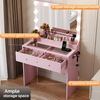 image:imageVINGLI 315 Small Vanity Desk with Mirror and Lights Glass Top Makeup Vanity Table White Dressing Table wHollywood Bulbs amp Big Mirror Corner Vanity for Bedroom Girls VanitiesPink