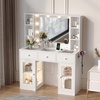 image:imageVINGLI 315 Small Vanity Desk with Mirror and Lights Glass Top Makeup Vanity Table White Dressing Table wHollywood Bulbs amp Big Mirror Corner Vanity for Bedroom Girls VanitiesWhite