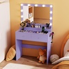 image:imageVINGLI 315 Small Vanity Desk with Mirror and Lights Glass Top Makeup Vanity Table White Dressing Table wHollywood Bulbs amp Big Mirror Corner Vanity for Bedroom Girls VanitiesPurple