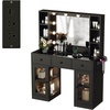 image:imageVINGLI 315 Small Vanity Desk with Mirror and Lights Glass Top Makeup Vanity Table White Dressing Table wHollywood Bulbs amp Big Mirror Corner Vanity for Bedroom Girls VanitiesBlack