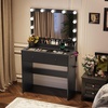 image:imageVINGLI 315 Small Vanity Desk with Mirror and Lights Glass Top Makeup Vanity Table White Dressing Table wHollywood Bulbs amp Big Mirror Corner Vanity for Bedroom Girls VanitiesBlack