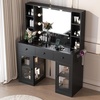 image:imageVINGLI 315 Small Vanity Desk with Mirror and Lights Glass Top Makeup Vanity Table White Dressing Table wHollywood Bulbs amp Big Mirror Corner Vanity for Bedroom Girls VanitiesBlack