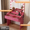 image:imageVINGLI 315 Small Vanity Desk with Mirror and Lights Glass Top Makeup Vanity Table White Dressing Table wHollywood Bulbs amp Big Mirror Corner Vanity for Bedroom Girls VanitiesHotpink