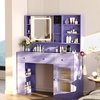image:imageVINGLI 315 Small Vanity Desk with Mirror and Lights Glass Top Makeup Vanity Table White Dressing Table wHollywood Bulbs amp Big Mirror Corner Vanity for Bedroom Girls VanitiesPurple