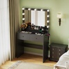 image:imageVINGLI 315 Small Vanity Desk with Mirror and Lights Glass Top Makeup Vanity Table White Dressing Table wHollywood Bulbs amp Big Mirror Corner Vanity for Bedroom Girls VanitiesBlack