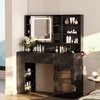 image:imageVINGLI 315 Small Vanity Desk with Mirror and Lights Glass Top Makeup Vanity Table White Dressing Table wHollywood Bulbs amp Big Mirror Corner Vanity for Bedroom Girls VanitiesBlack