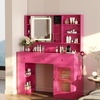 image:imageVINGLI 315 Small Vanity Desk with Mirror and Lights Glass Top Makeup Vanity Table White Dressing Table wHollywood Bulbs amp Big Mirror Corner Vanity for Bedroom Girls VanitiesHotpink