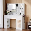 image:imageVINGLI 315 Small Vanity Desk with Mirror and Lights Glass Top Makeup Vanity Table White Dressing Table wHollywood Bulbs amp Big Mirror Corner Vanity for Bedroom Girls VanitiesWhite