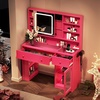 image:imageVINGLI 315 Small Vanity Desk with Mirror and Lights Glass Top Makeup Vanity Table White Dressing Table wHollywood Bulbs amp Big Mirror Corner Vanity for Bedroom Girls VanitiesHotpink
