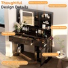 image:imageVINGLI 315 Small Vanity Desk with Mirror and Lights Glass Top Makeup Vanity Table White Dressing Table wHollywood Bulbs amp Big Mirror Corner Vanity for Bedroom Girls VanitiesBlack