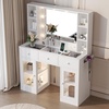 image:imageVINGLI 315 Small Vanity Desk with Mirror and Lights Glass Top Makeup Vanity Table White Dressing Table wHollywood Bulbs amp Big Mirror Corner Vanity for Bedroom Girls VanitiesWhite