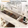 image:imageVINGLI 315 Small Vanity Desk with Mirror and Lights Glass Top Makeup Vanity Table White Dressing Table wHollywood Bulbs amp Big Mirror Corner Vanity for Bedroom Girls VanitiesWhite