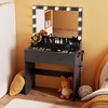 image:imageVINGLI 315 Small Vanity Desk with Mirror and Lights Glass Top Makeup Vanity Table White Dressing Table wHollywood Bulbs amp Big Mirror Corner Vanity for Bedroom Girls VanitiesBlack