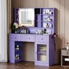 image:imageVINGLI 315 Small Vanity Desk with Mirror and Lights Glass Top Makeup Vanity Table White Dressing Table wHollywood Bulbs amp Big Mirror Corner Vanity for Bedroom Girls VanitiesPurple