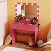 image:imageVINGLI 315 Small Vanity Desk with Mirror and Lights Glass Top Makeup Vanity Table White Dressing Table wHollywood Bulbs amp Big Mirror Corner Vanity for Bedroom Girls VanitiesHotpink