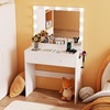 image:imageVINGLI 315 Small Vanity Desk with Mirror and Lights Glass Top Makeup Vanity Table White Dressing Table wHollywood Bulbs amp Big Mirror Corner Vanity for Bedroom Girls VanitiesWhite