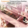 image:imageVINGLI 315 Small Vanity Desk with Mirror and Lights Glass Top Makeup Vanity Table White Dressing Table wHollywood Bulbs amp Big Mirror Corner Vanity for Bedroom Girls VanitiesPink