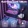 image:imageVINGLI 32 Inch Small Computer Desk Gaming Desk wPower Outlets amp LED Lights Headphone Hook for Bedroom Kids Desk Carbon Fiber Surface Gamer Desk for Small Space47 Inch