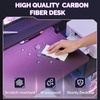 image:imageVINGLI 32 Inch Small Computer Desk Gaming Desk wPower Outlets amp LED Lights Headphone Hook for Bedroom Kids Desk Carbon Fiber Surface Gamer Desk for Small Space47 Inch