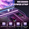 image:imageVINGLI 32 Inch Small Computer Desk Gaming Desk wPower Outlets amp LED Lights Headphone Hook for Bedroom Kids Desk Carbon Fiber Surface Gamer Desk for Small Space32 Inch