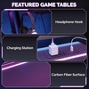 image:imageVINGLI 32 Inch Small Computer Desk Gaming Desk wPower Outlets amp LED Lights Headphone Hook for Bedroom Kids Desk Carbon Fiber Surface Gamer Desk for Small Space32 Inch