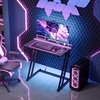 image:imageVINGLI 32 Inch Small Computer Desk Gaming Desk wPower Outlets amp LED Lights Headphone Hook for Bedroom Kids Desk Carbon Fiber Surface Gamer Desk for Small Space32 Inch