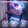 image:imageVINGLI 32 Inch Small Computer Desk Gaming Desk wPower Outlets amp LED Lights Headphone Hook for Bedroom Kids Desk Carbon Fiber Surface Gamer Desk for Small Space32 Inch