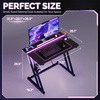 image:imageVINGLI 32 Inch Small Computer Desk Gaming Desk wPower Outlets amp LED Lights Headphone Hook for Bedroom Kids Desk Carbon Fiber Surface Gamer Desk for Small Space32 Inch