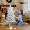 image:imageVINGLI 4ft White Christmas Tree with Plastic Pot 200 Mixed Pine amp PVC Tips Small Artificial Xmas Tree Perfect for Bedroom Office Desk Apartment Dorm Small Spaces Holiday Decor 2 PackWhite