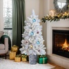 image:imageVINGLI 4ft White Christmas Tree with Plastic Pot 200 Mixed Pine amp PVC Tips Small Artificial Xmas Tree Perfect for Bedroom Office Desk Apartment Dorm Small Spaces Holiday Decor 2 PackWhite