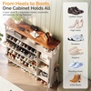 image:imageVINGLI 6 Flip Drawer Shoe Cabinet for Entryway Rustic Shoe Storage Cabinet with 5 Solid Wood Legs Farmhouse Barn Door Design Shoe Organizer for Hallway Bedroom or Living Room Natural Wood FinishRustic White  Vintage Brown