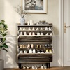 image:imageVINGLI 6 Flip Drawer Shoe Cabinet for Entryway Rustic Shoe Storage Cabinet with 5 Solid Wood Legs Farmhouse Barn Door Design Shoe Organizer for Hallway Bedroom or Living Room Natural Wood FinishRustic Grey Oak