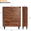 image:imageVINGLI 6 Flip Drawer Shoe Cabinet for Entryway Rustic Shoe Storage Cabinet with 5 Solid Wood Legs Farmhouse Barn Door Design Shoe Organizer for Hallway Bedroom or Living Room Natural Wood FinishWalnut