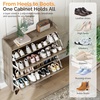 image:imageVINGLI 6 Flip Drawer Shoe Cabinet for Entryway Rustic Shoe Storage Cabinet with 5 Solid Wood Legs Farmhouse Barn Door Design Shoe Organizer for Hallway Bedroom or Living Room Natural Wood FinishWashed Grey